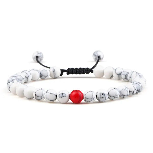 Bracelet Perles Howlite / Jaspe Rouge Cordon