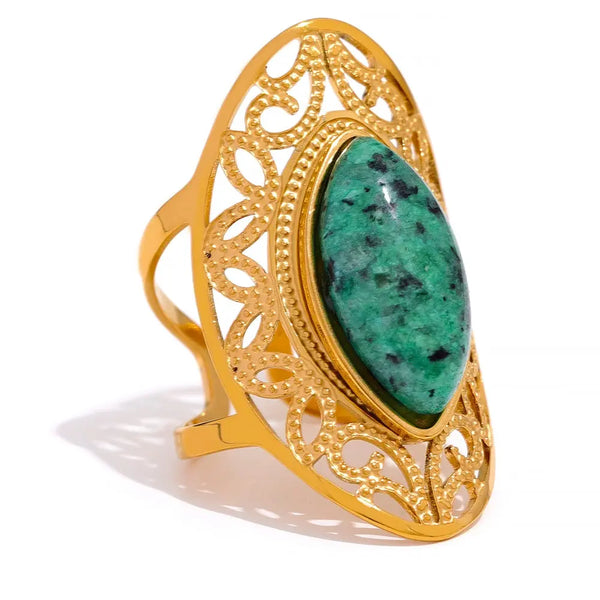 Bague en rubis zoisite (Anyolite) - Ancrage / Stress / Affirmation de soi Bague en rubis zoisite (Anyolite) - Ancrage / Stress / Affirmation de soi