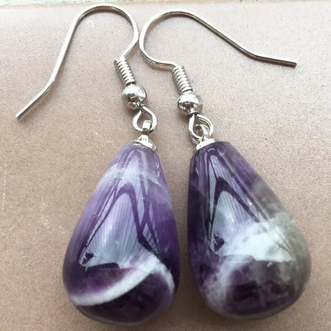 Boucles d'Oreilles Perles Cristal Violet | Ma Pierre Naturelle