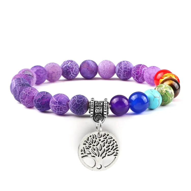 Bracelet Argent Arbre de Vie Violet