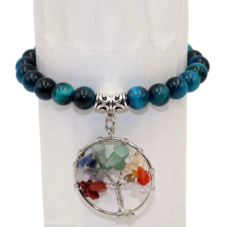 Bracelet Arbre de Vie Oeil de Tigre Bleu Lac