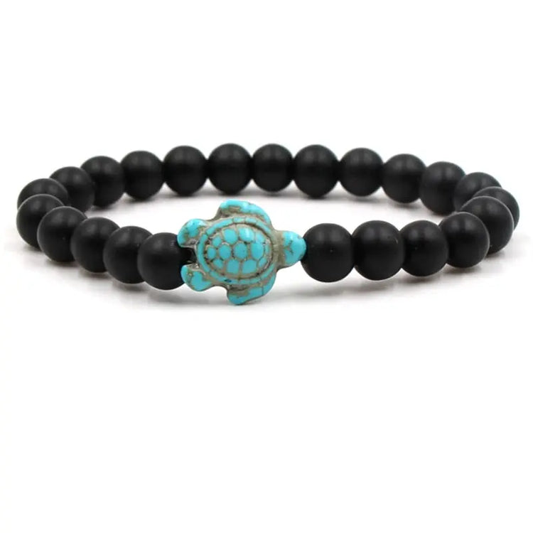 Bracelet Perles Pierre Tortue Onyx Mat