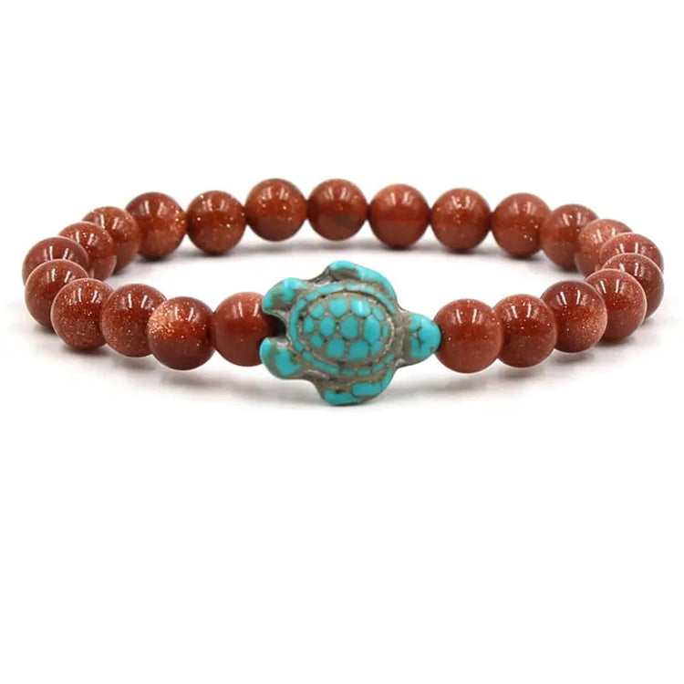 Bracelet Perles Pierre Tortue Rouge Goldstone