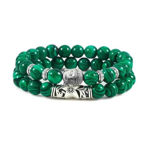 Bracelet Tête de Bouddha Malachite