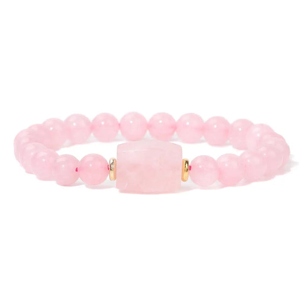 Bracelet extensible en perles de quartz rose rose