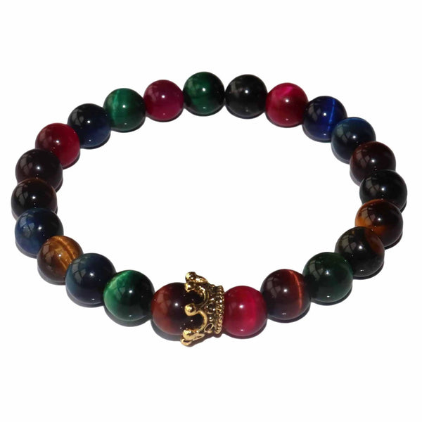Bracelets colorés de perles de pierre naturelle d'oeil de tigre