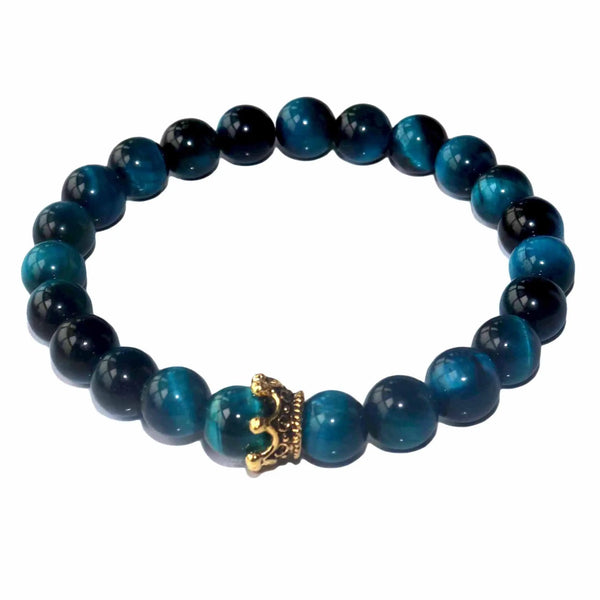 Bracelets de perles en pierre naturelle d'oeil de tigre bleu lac