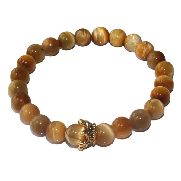 Bracelets de perles en pierre naturelle d'oeil de tigre doré