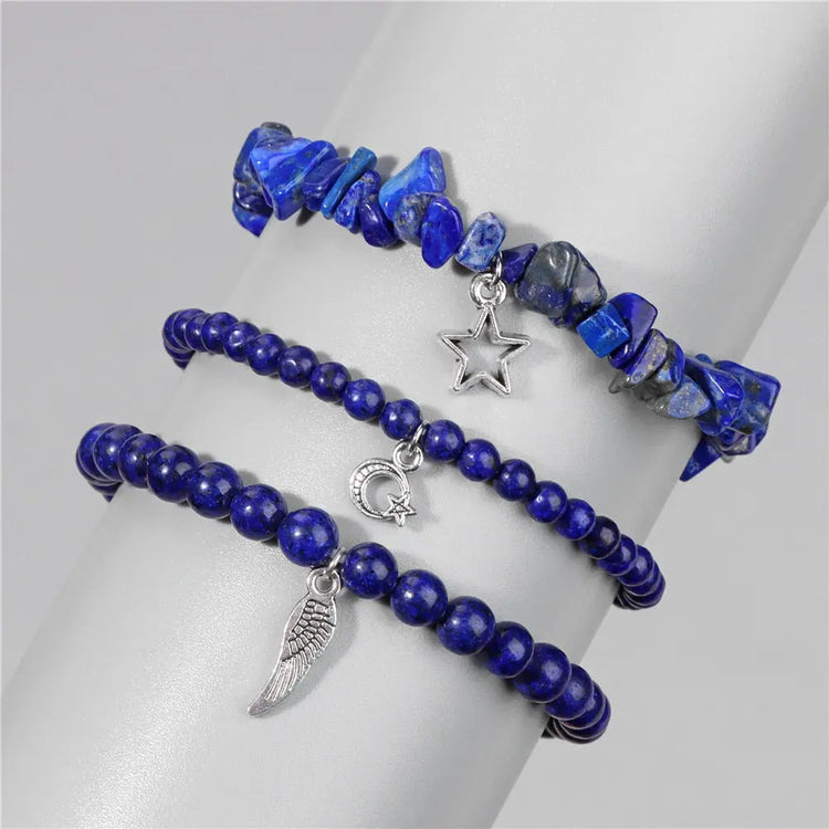 Bracelets pendentif plume étoile lune lapis lazuli
