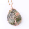 Collier Goutte d'Eau Arbre de Vie Unakite