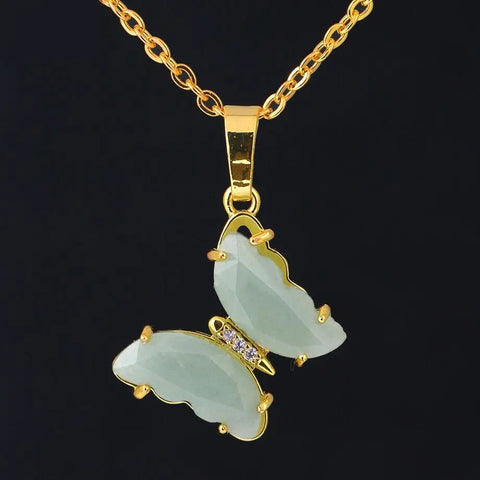 Collier Or Papillon Pierre Aventurine Verte | Ma Pierre Naturelle