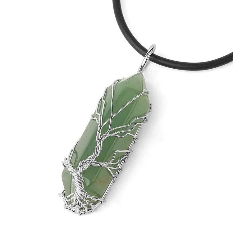 Collier de cristaux d'arbre de vie en corde d'aventurine