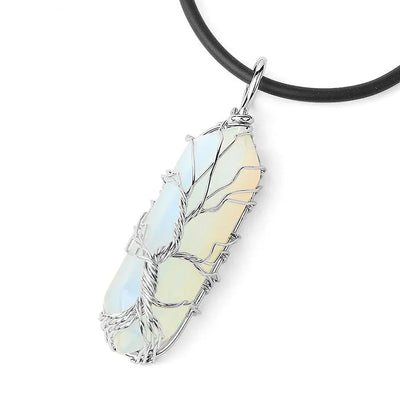 Collier de cristaux d'arbre de vie en corde d'opale
