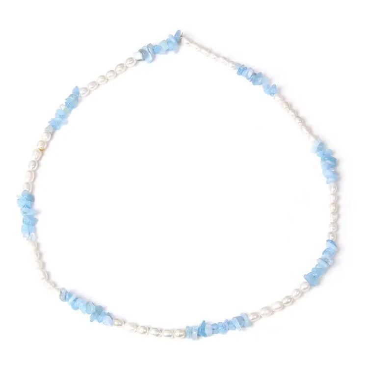 Collier de perles d'eau douce aigue-marine