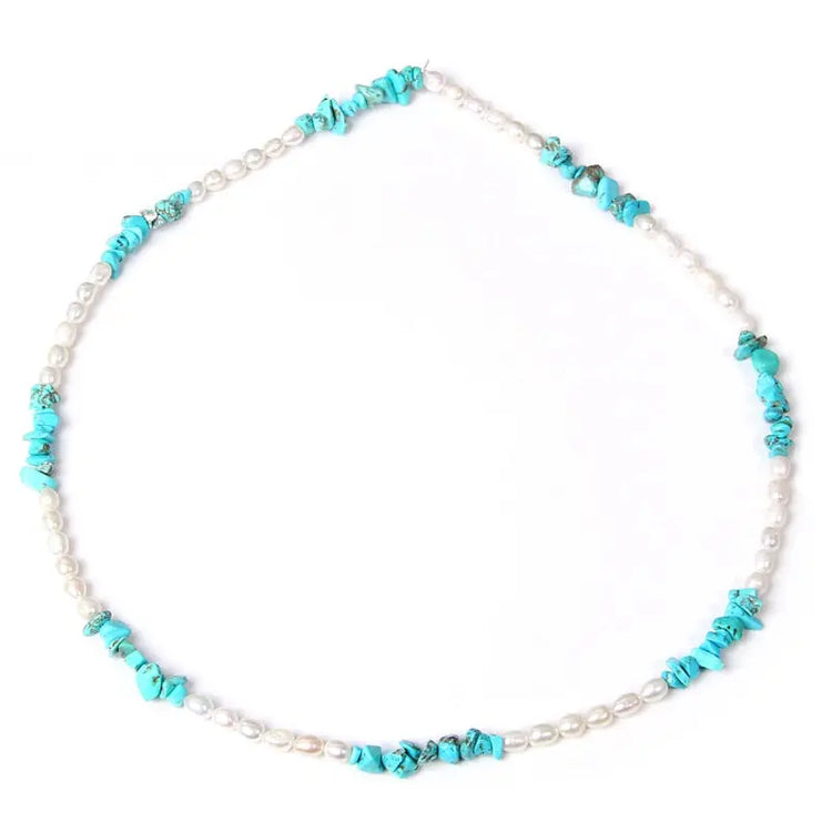 Collier de perles d'eau douce howlite