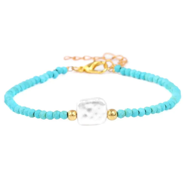 Bracelet  de perles en pierre naturelle bleue