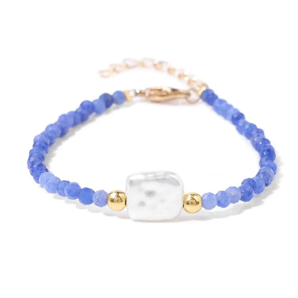Bracelet de perles en pierre naturelle d'agate bleue