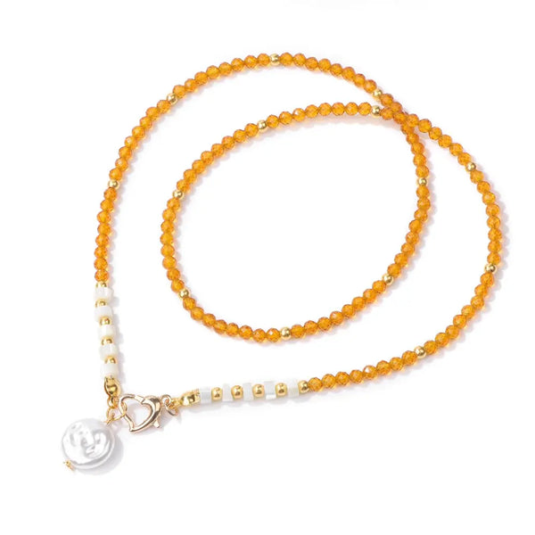 Collier de perles en pierre naturelle de zircon jaune