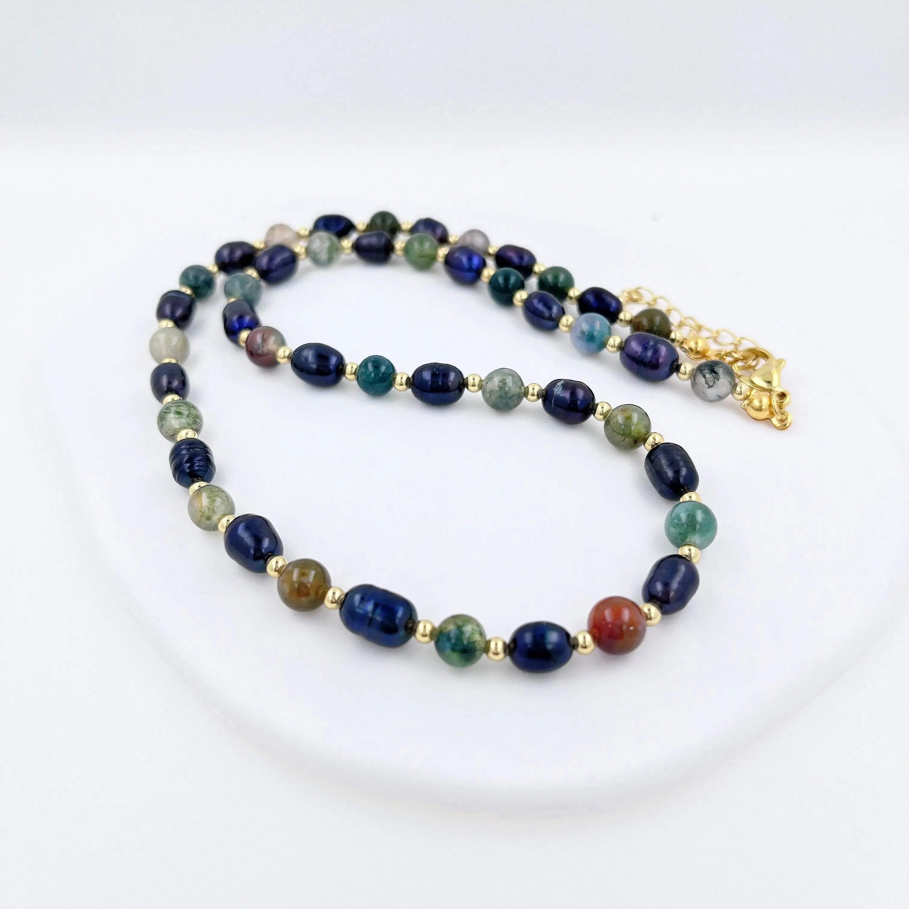 Collier Perles Dégressives En Pierres De Sable Naturel – Marron, Acier Inox, Marque Paris, Neuf Avec étiquette