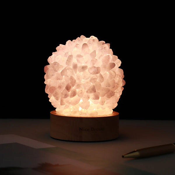 Lampe de chevet en quartz rose