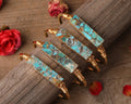 Bracelet Manchette Ouvert en Pierre de Turquoises Naturelles