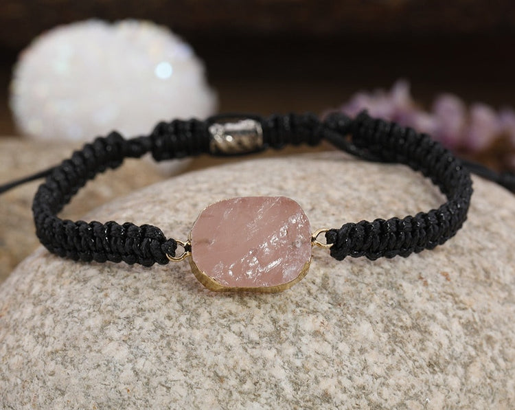 Bracelet en quartz améthyste aux roses naturelles