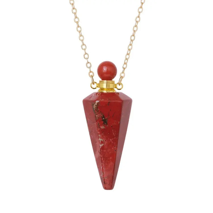 Collier Or Flacon de Parfum Pierre Jaspe Rouge