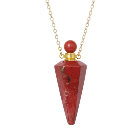 Pendentif Or Flacon de Parfum Pierre Jaspe Rouge | Ma Pierre Naturelle