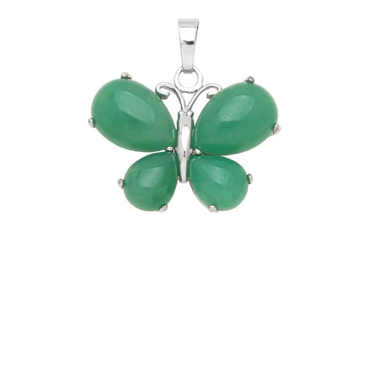 Pendentif Papillon Pierre Naturelle Aventurine Verte