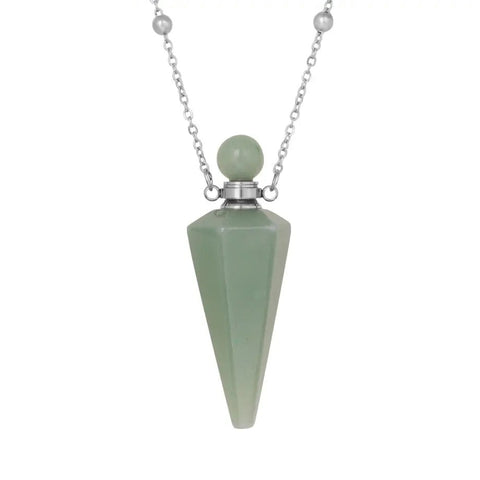 Pendentif en argent avec flacon de parfum en pierre d'aventurine | Ma Pierre Naturelle