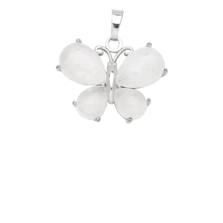 Pendentif papillon en pierre naturelle cristal clair