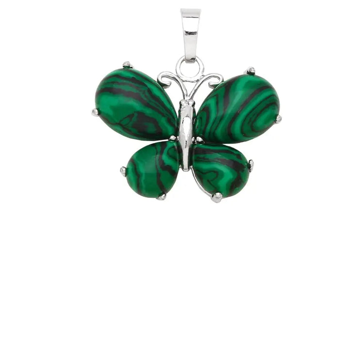 Pendentif papillon en pierre naturelle de malachite