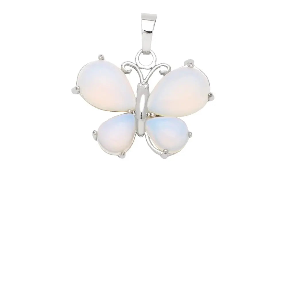 Pendentif Papillon En Verre Opale - Collier Ras-de-cou Noir, Style Délicat Et Féminin