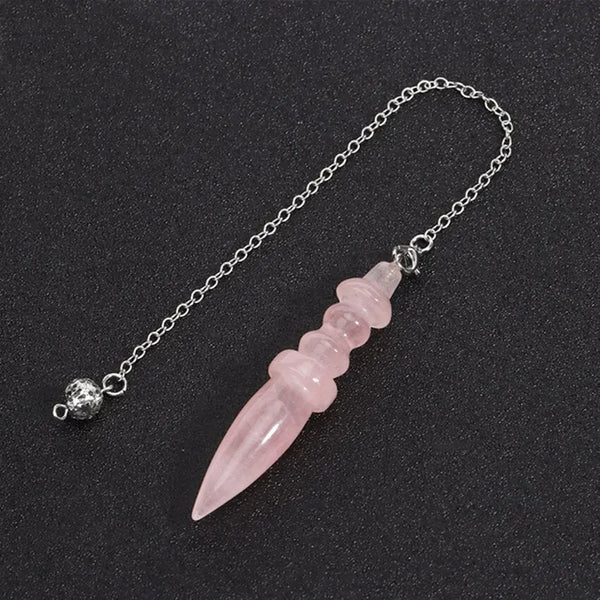 Pendule à pointe de cristal de quartz rose