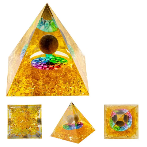 Pyramide de générateur d'énergie en cristal d'or | Ma Pierre Naturelle