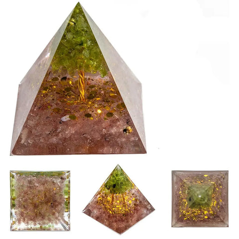 Pyramide verte de générateur d'énergie de quartz rose | Ma Pierre Naturelle