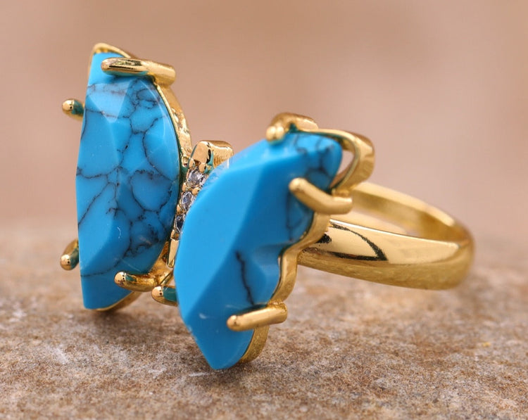 Bague en pierre papillon élégante pour femmes