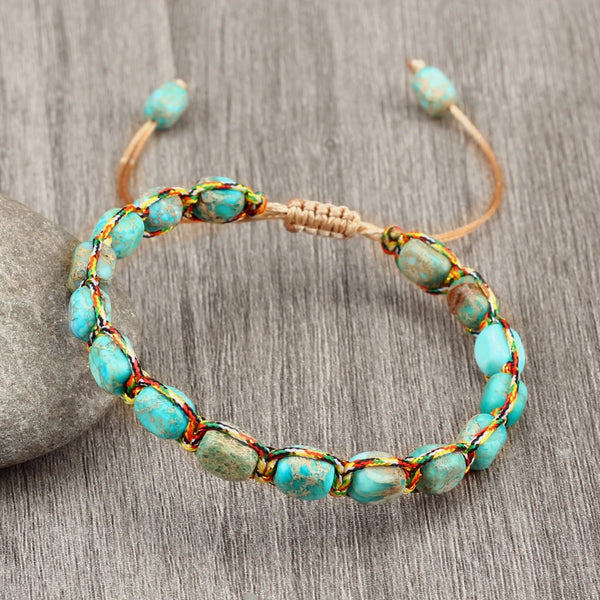 Bracelet en perles de pierre naturelle empereur bohème