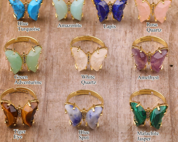 Bague en pierre papillon élégante pour femmes