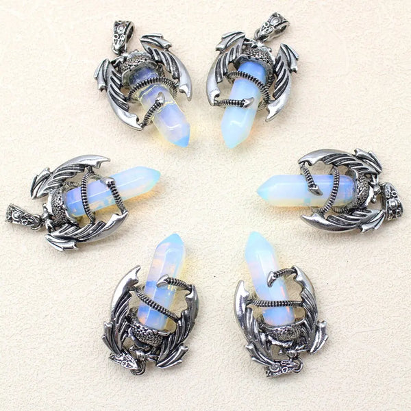 pendentif dragon en pierre naturelle opale