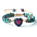 Bracelet Coeur Pierre Naturelle Agate Bleue / Jaspe Rouge