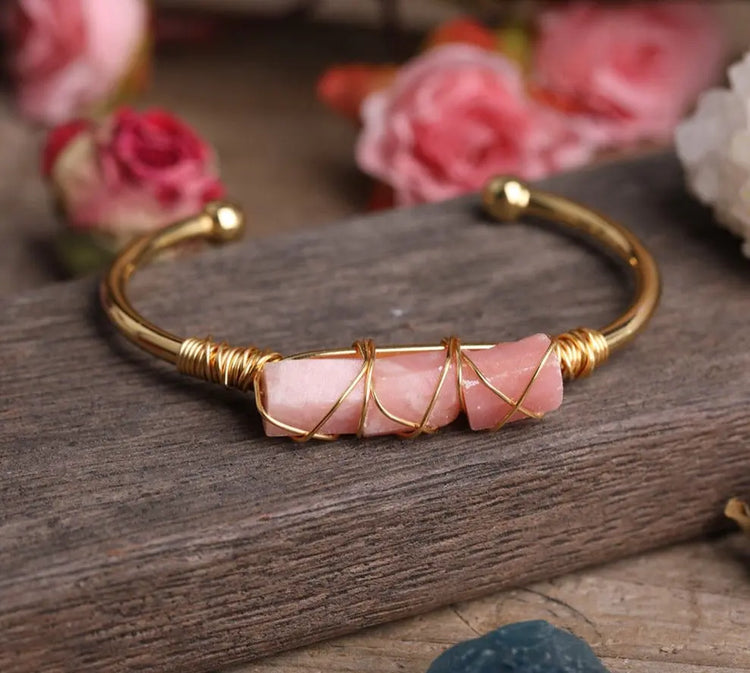 Bracelet Jonc Pierre Naturelle Agate Rose