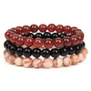 Bracelet Perles Agate Rouge/Onyx/Jaspe Rouge