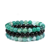 Bracelet Perles Agate Verte / Onyx / Agate Verte