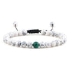 Bracelet Perles Howlite / Malachite Verte Cordon