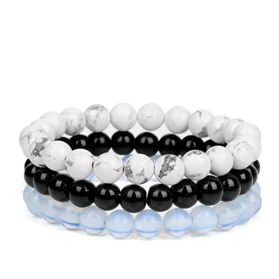Bracelet Perles Howlite / Onyx / Opale