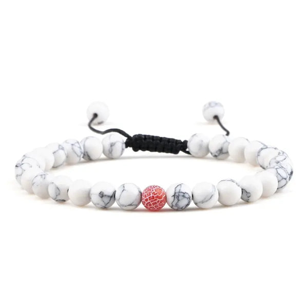 Bracelet Perles Howlite / Rhodonite Cordon