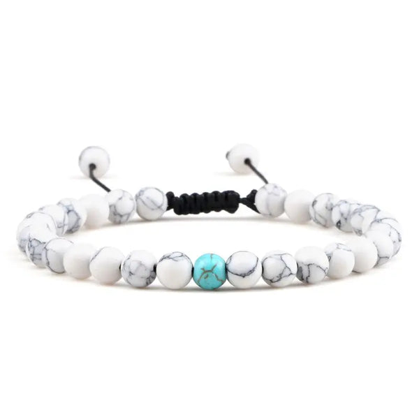 Bracelet Perles Howlite / Turquoise Cordon