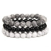 Bracelet Perles Jaspe Grise / Onyx / Howlite