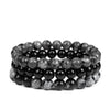 Bracelet Perles Labradorite / Onyx / Obsidienne